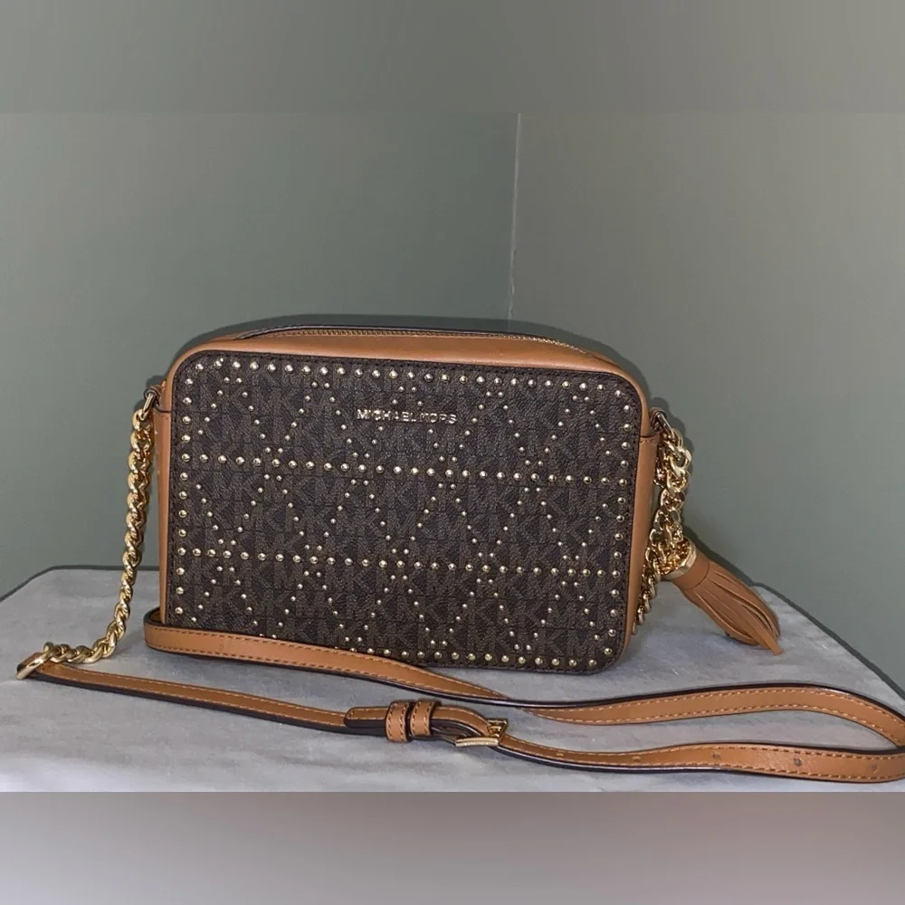 Michael Kors Ginny Studded Crossbody with Tassel.